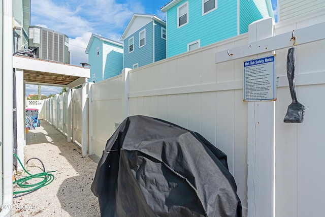 view of property exterior featuring central AC