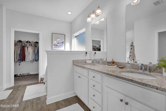 bathroom featuring wood-type flooring and vanity