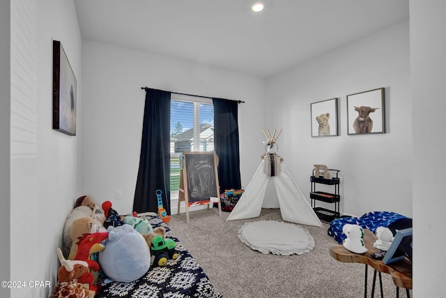 game room featuring carpet flooring