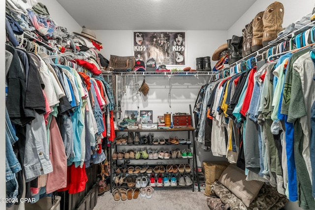 spacious closet with carpet