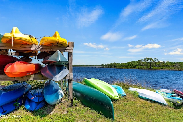 dock area featuring a water view