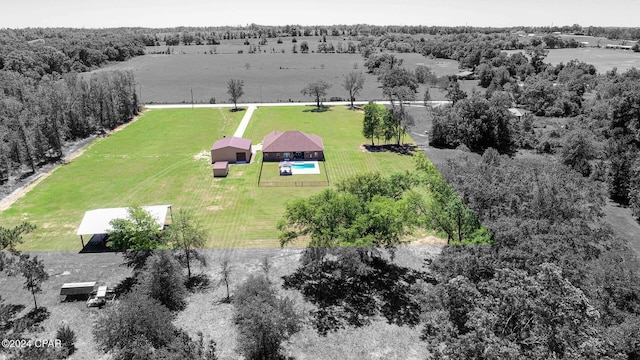 drone / aerial view featuring a rural view