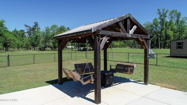 view of patio / terrace featuring a gazebo