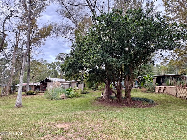 view of yard with an outbuilding