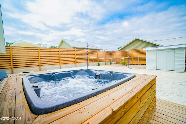 view of pool featuring a wooden deck