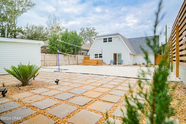 view of patio / terrace featuring volleyball court