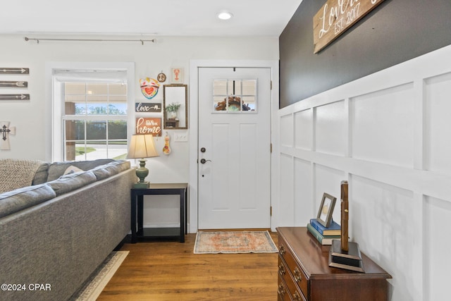 foyer with dark wood-type flooring