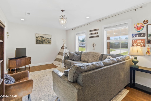 living room with wood-type flooring