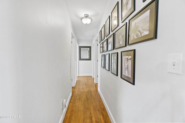 hall with hardwood / wood-style flooring