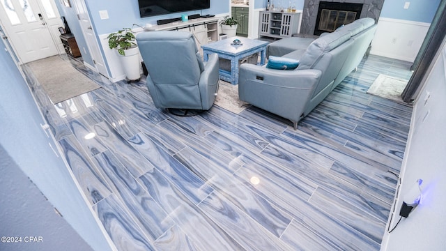 living room featuring light wood-type flooring