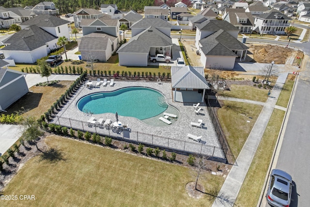 bird's eye view with a residential view