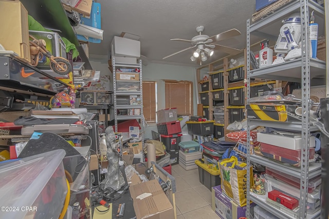 storage featuring ceiling fan