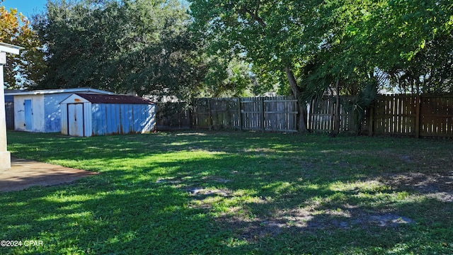 view of yard with a shed