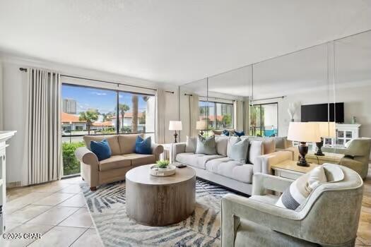 view of tiled living room