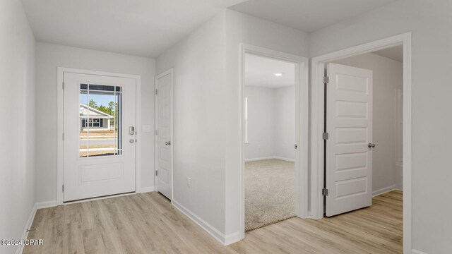 entrance foyer with light hardwood / wood-style flooring