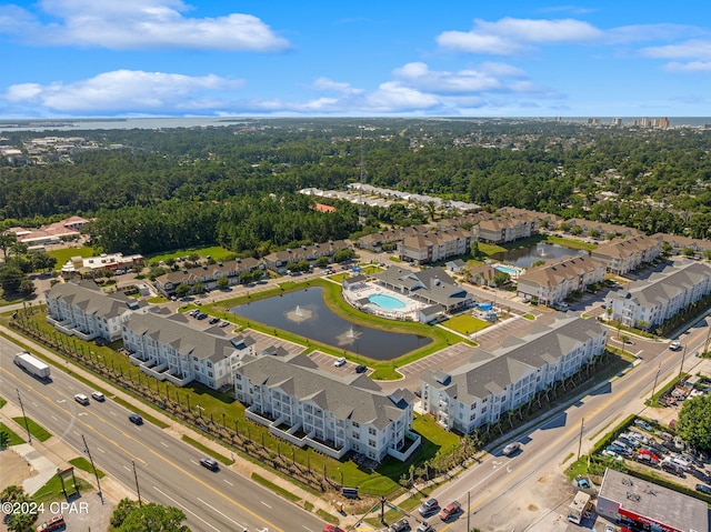 bird's eye view featuring a residential view and a view of trees