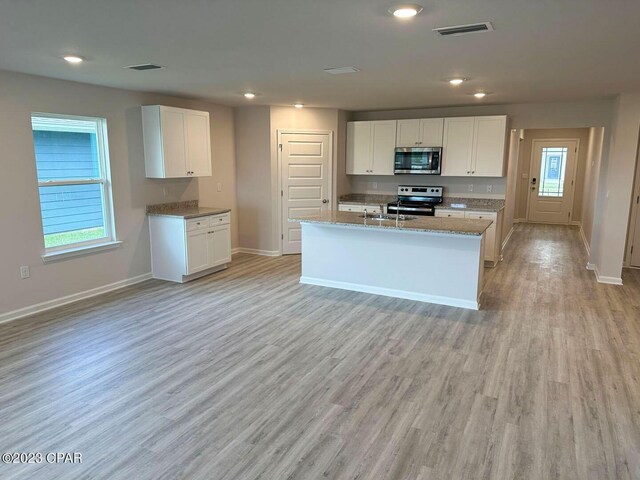 bathroom with hardwood / wood-style flooring and vanity