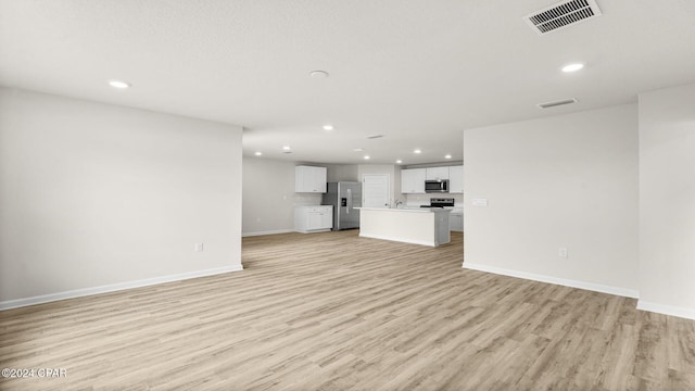 unfurnished living room with light hardwood / wood-style floors