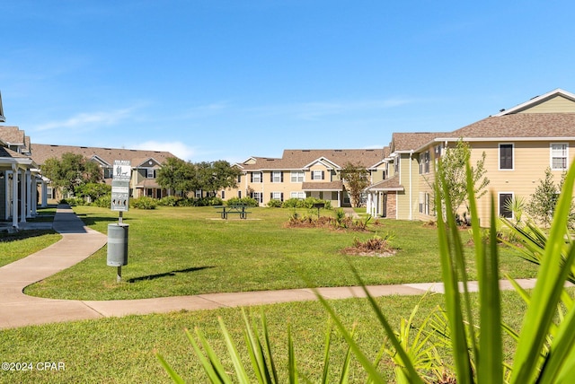 view of property's community with a yard