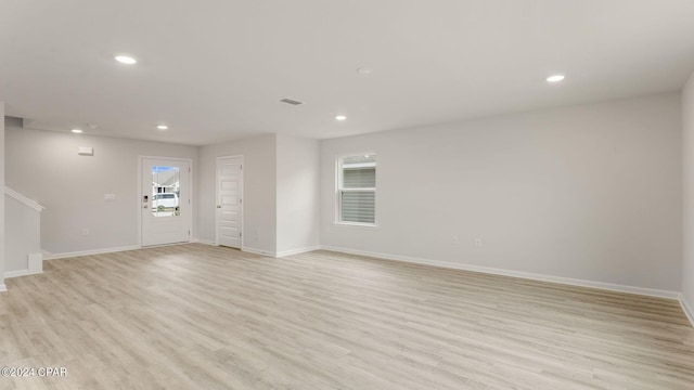 interior space with light hardwood / wood-style floors