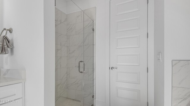 926 Crystal Bayou Blvd, Panama City Beach, FL 32407 - bathroom featuring a shower stall and vanity