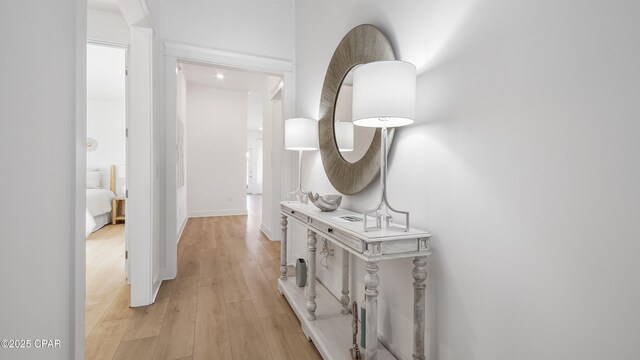 hall featuring light hardwood / wood-style flooring