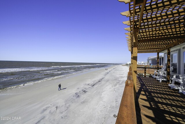 property view of water featuring a view of the beach