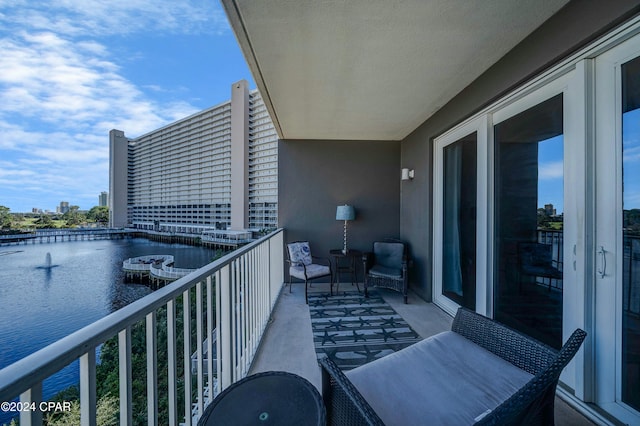 balcony with a water view