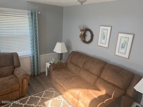 living room with hardwood / wood-style floors