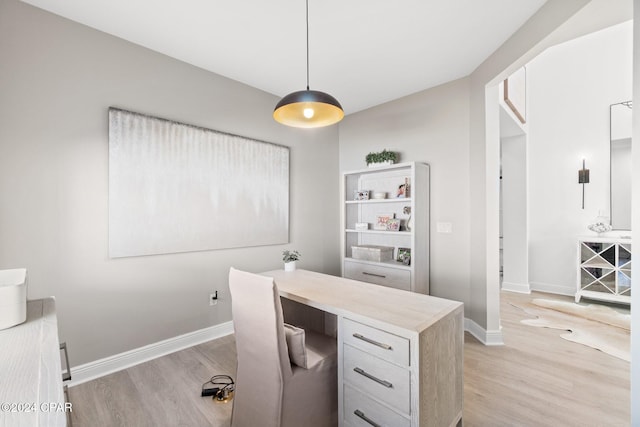 office area featuring light hardwood / wood-style floors