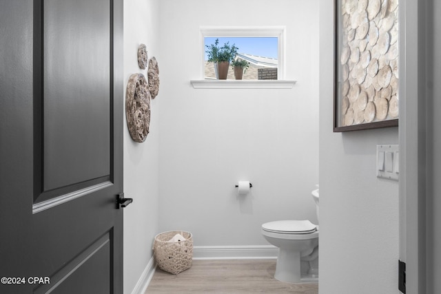 bathroom with hardwood / wood-style floors and toilet