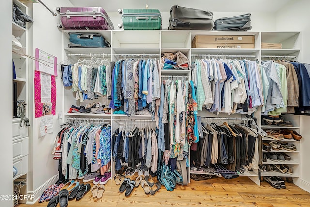 spacious closet featuring hardwood / wood-style floors