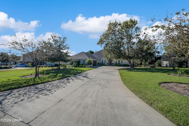 view of front of home with a front lawn