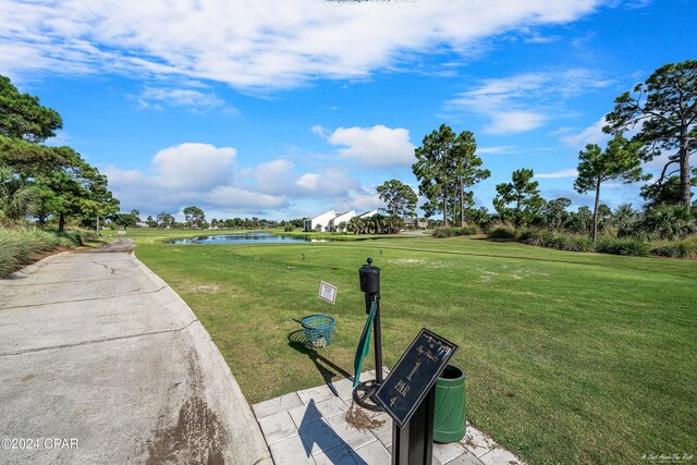 view of yard with a water view