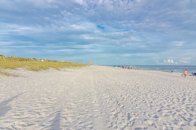 property view of water with a beach view