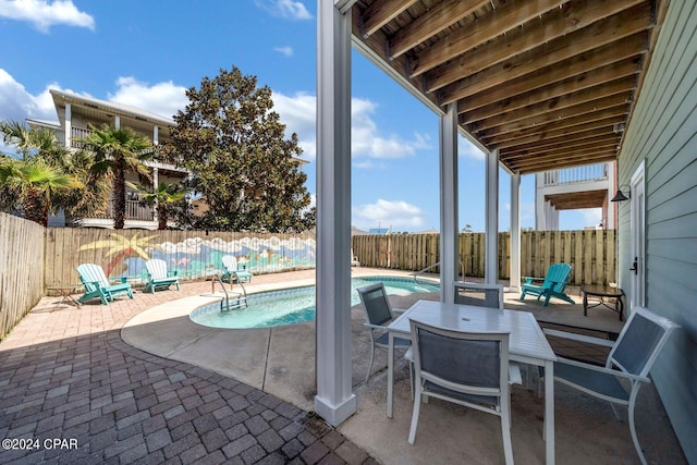 view of swimming pool with a patio