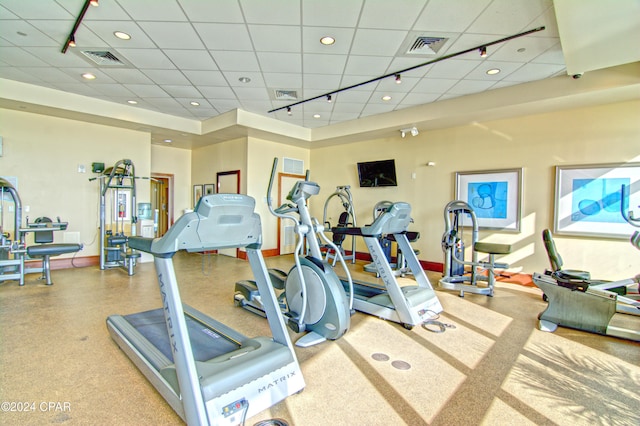 15625 Front Beach Rd Unit 205, Panama City Beach, FL 32413 - workout area featuring a drop ceiling