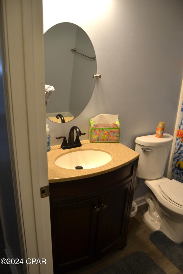 848 Helen Ave, Panama City, FL 32401 - bathroom with vanity, wood finished floors, and toilet