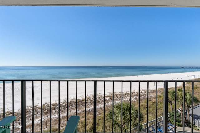 view of water feature with a view of the beach