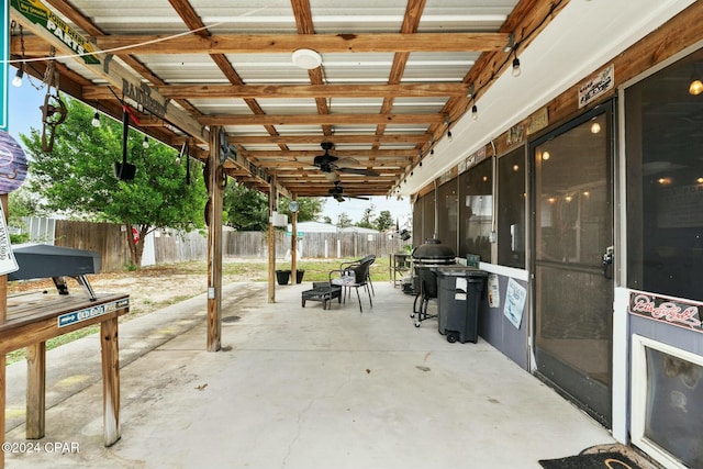 view of patio / terrace featuring ceiling fan