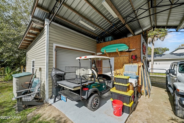 view of garage