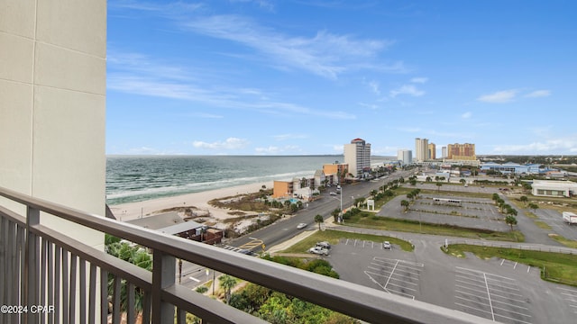 view of water feature featuring a view of the beach