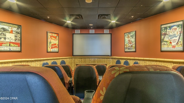 home theater featuring a paneled ceiling