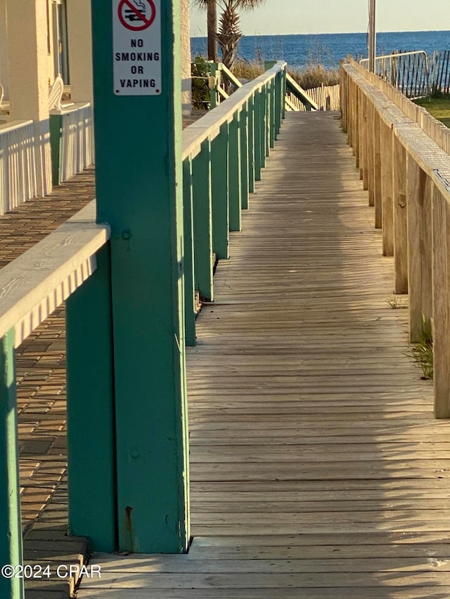 view of dock featuring a water view