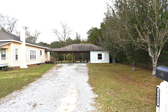 view of property exterior with a lawn