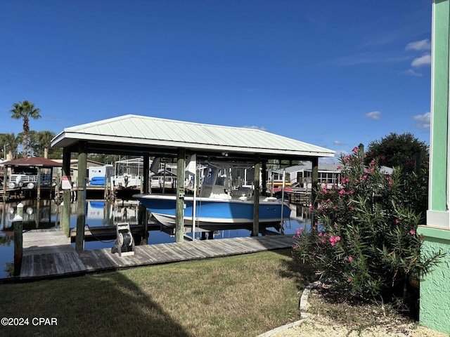 view of dock featuring a water view