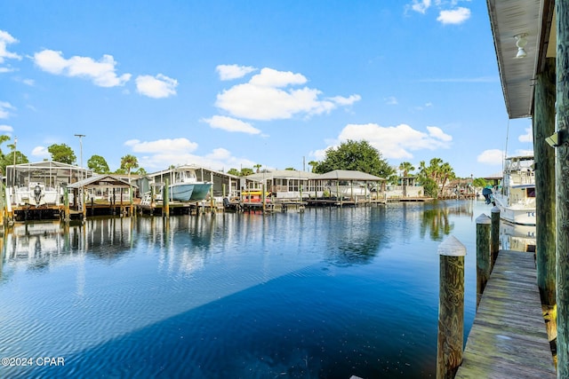 dock area featuring a water view