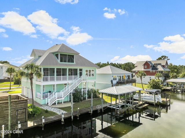 view of dock featuring a water view