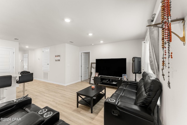 living room featuring light hardwood / wood-style flooring