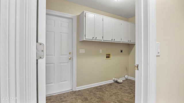 laundry area featuring washer hookup, cabinets, and hookup for an electric dryer